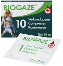 Biogaze verbandgaas steriel 10 cm x 10 cm (10 stuks)